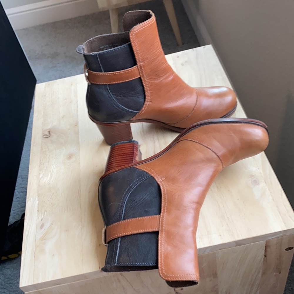 Anthropologie J Shoes Hardwick Booties black brown - Picture 7 of 8